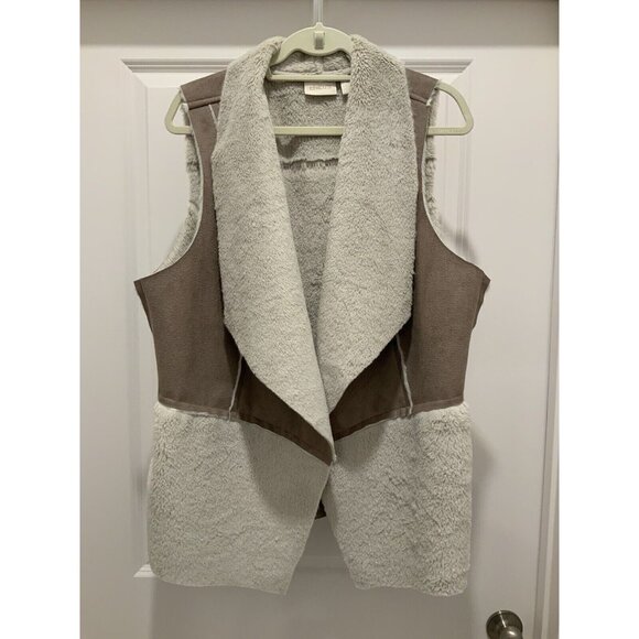 Chico's Jackets & Blazers - Chicos Vest Medium (2) Brown and Cream Suede & Faux Fur Vest Warm Layer